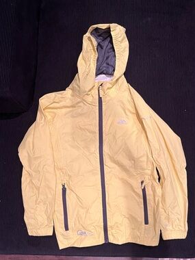 Trespass Pale Yellow Hooded Kids Raincoat with Contrasting Zips